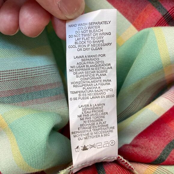 Kenzie Turquoise Red Plaid Boxy Top XS - Picture 6 of 6